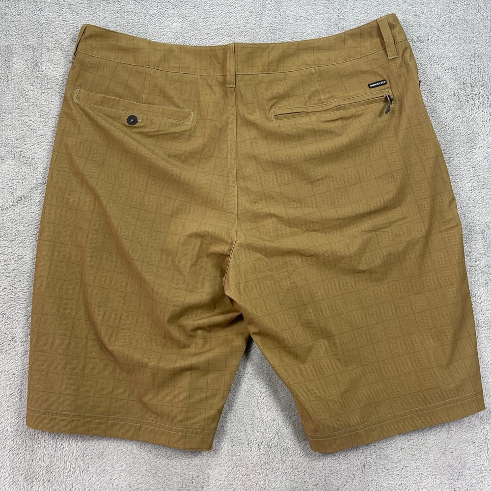 Quiksilver Amphibian Shorts Men 36 Brown Grid Hybrid Boardshorts Stretch - Picture 5 of 11
